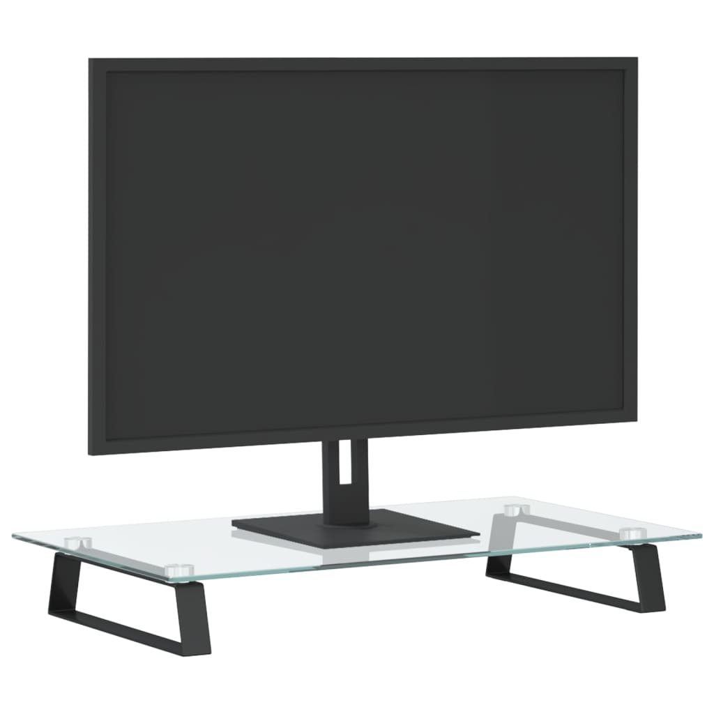 Supporto per Monitor Nero 60x35x8cm Vetro Temperato e Metallo 374228