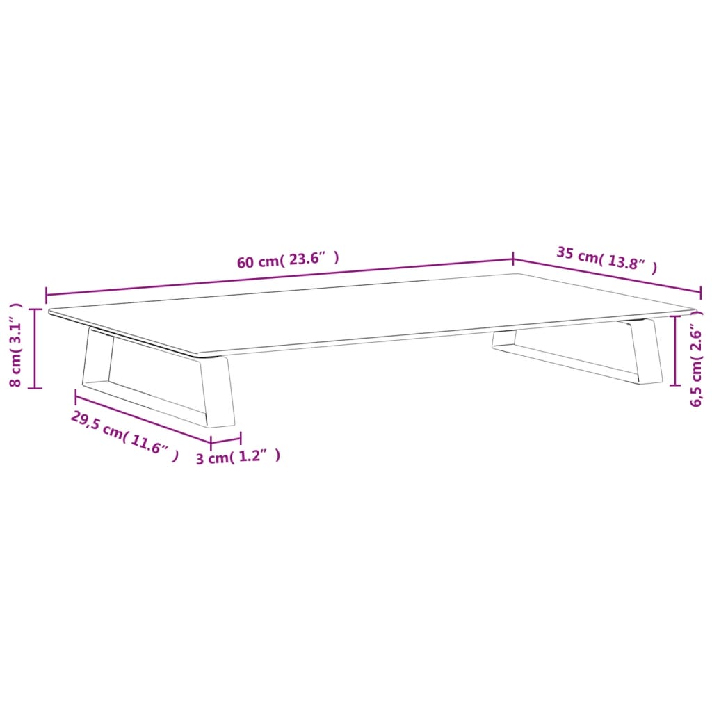 Supporto per Monitor Nero 60x35x8cm Vetro Temperato e Metallo 374228