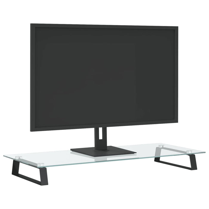 Supporto per Monitor Nero 80x35x8cm Vetro Temperato e Metallo 374229