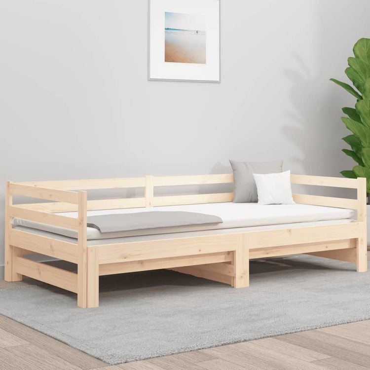 Divano Letto con Letto Estraibile 90x190 cm Legno Massello Pino 840135