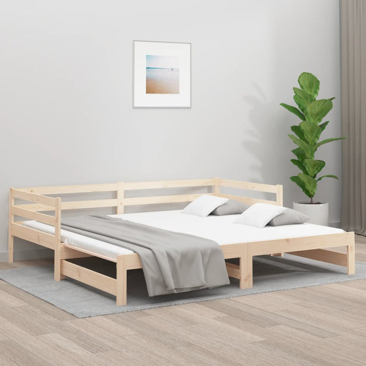 Divano Letto con Letto Estraibile 90x190 cm Legno Massello Pino 840135