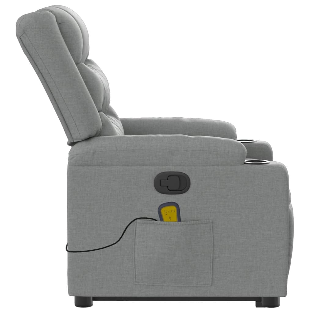 Poltrona Alzapersona Massaggi Reclinabile Grigio Chiaro Tessuto 3206576