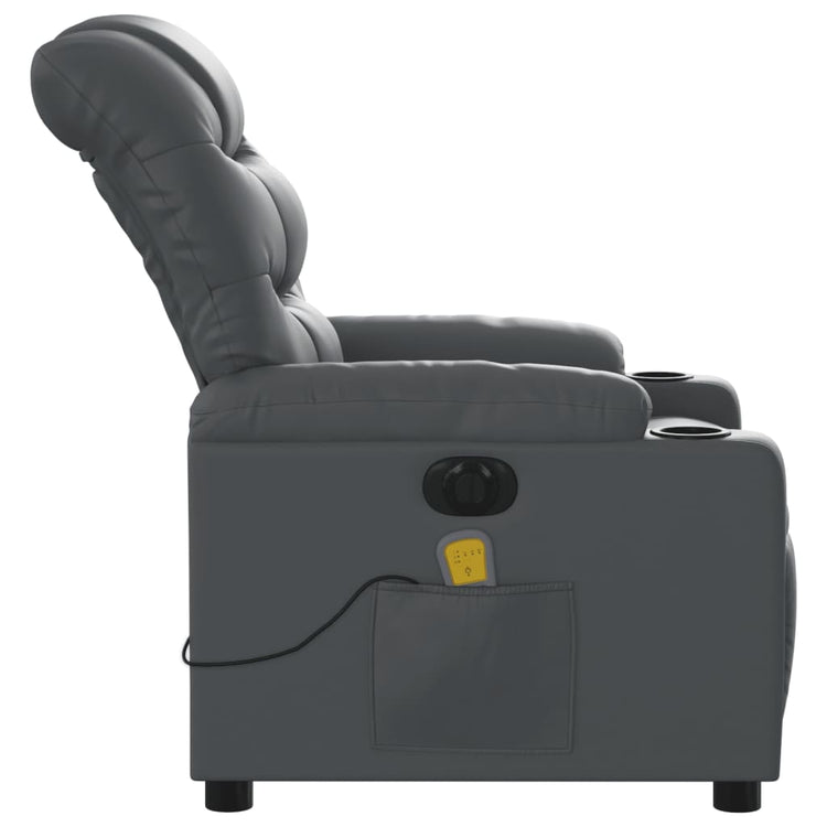 Poltrona Massaggiante Elettrica Reclinabile Grigio Similpelle 3206595
