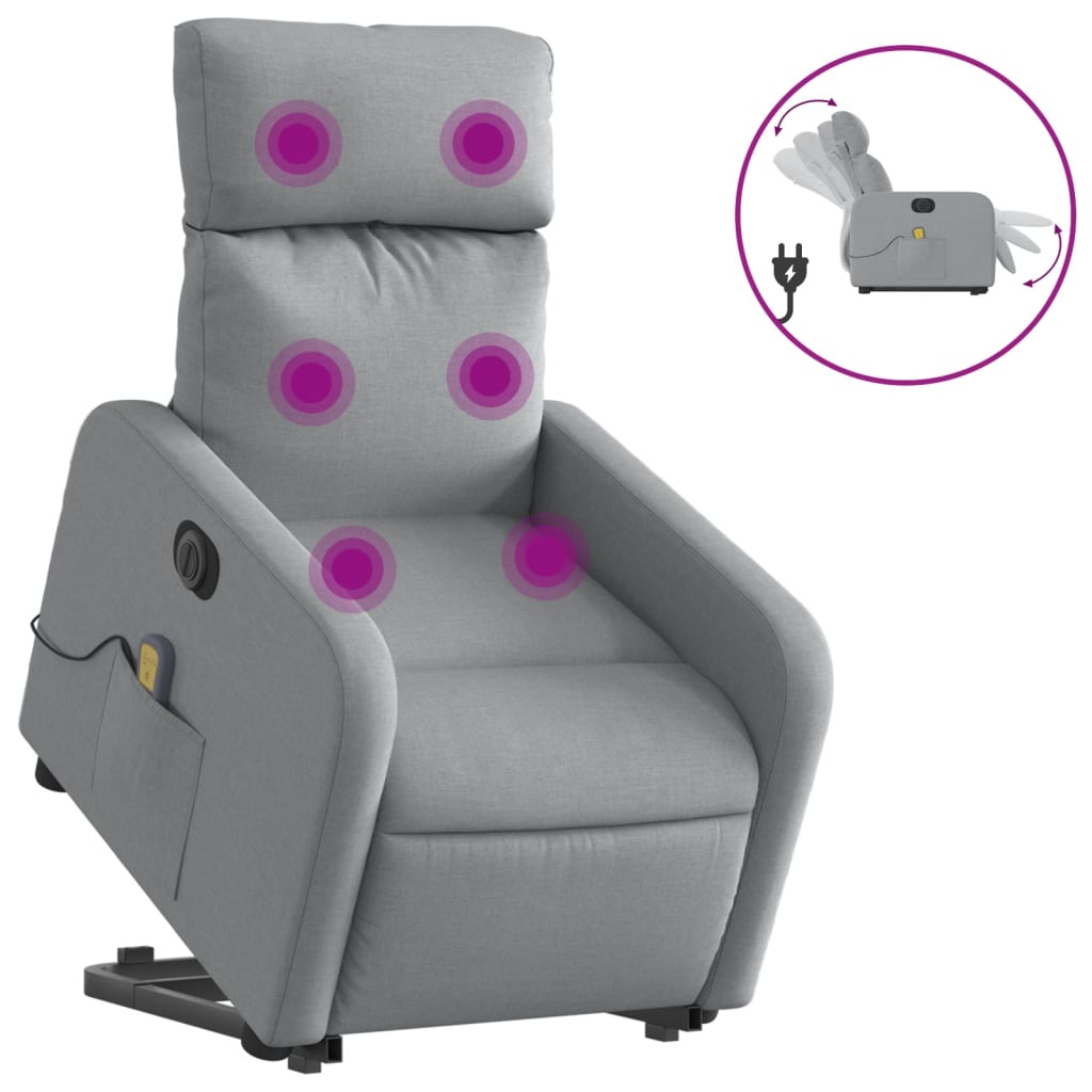 Poltrona Alzapersona Massaggi Elettrica Grigio Chiaro Tessutocod mxl 133068