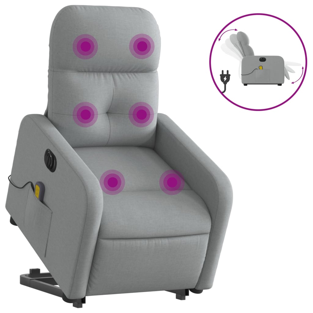 Poltrona Alzapersona Massaggi Elettrica Grigio Chiaro Tessuto 3206822