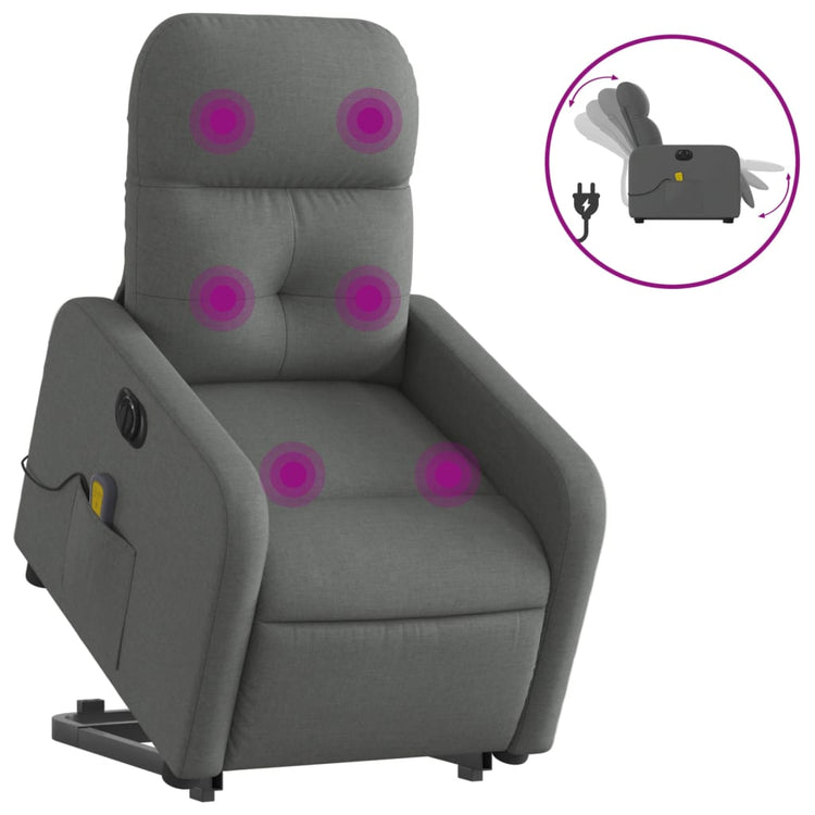 Poltrona Alzapersona Massaggi Elettrica Grigio Scuro Tessuto 3206823