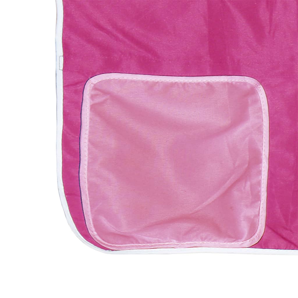 Letto a Soppalco con Tende Bambini Rosa 80x200 cm Massello Pino 3206957