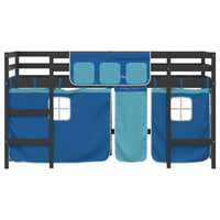 Letto a Soppalco con Tende Bambini Blu 80x200 cm Massello Pino 3206962