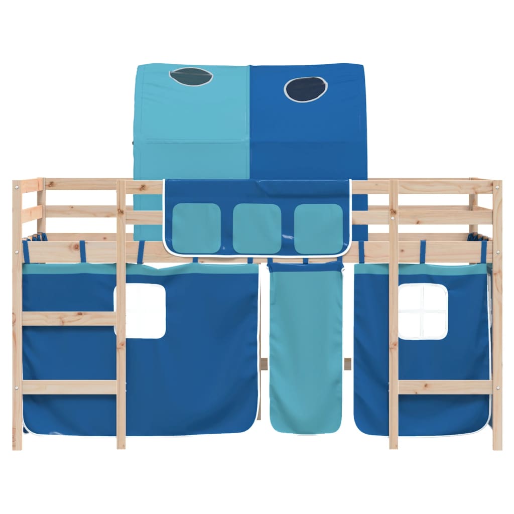 Letto a Soppalco con Tunnel Bambini Blu 80x200cm Massello Pino 3206983