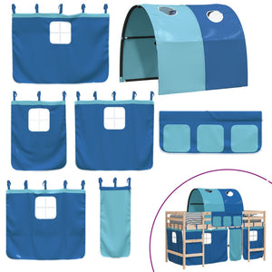 Letto a Soppalco con Tunnel Bambini Blu 80x200cm Massello Pino 3206983