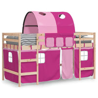 Letto a Soppalco con Tunnel Bambini Rosa 80x200cm Massello Pinocod mxl 133140