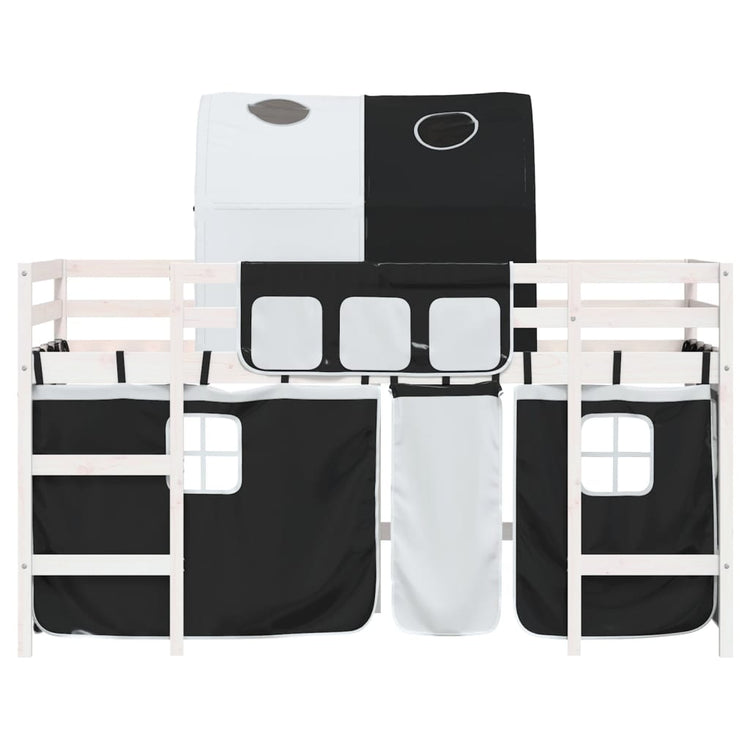 Letto a Soppalco con Tunnel Bambini Bianco e Nero 80x200cm Pino 3206985