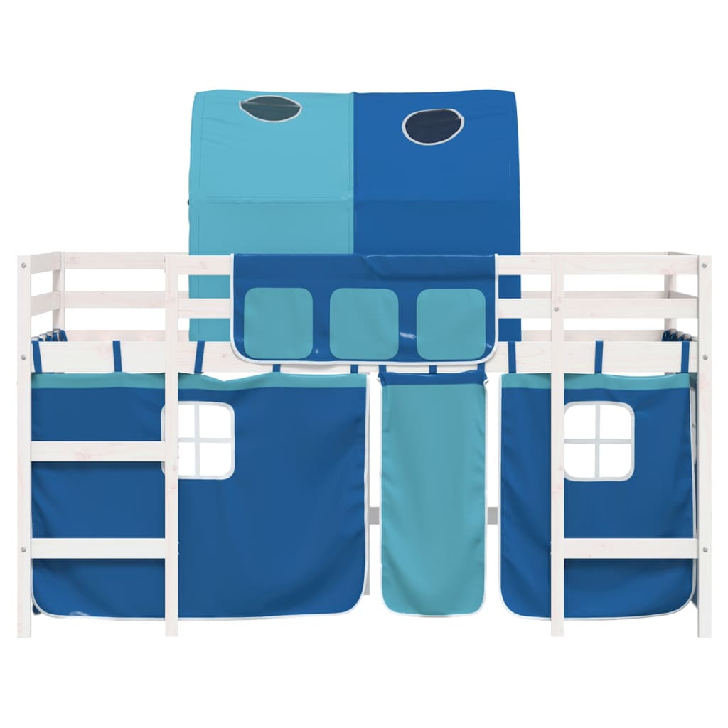 Letto a Soppalco con Tunnel Bambini Blu 80x200cm Massello Pino 3206986