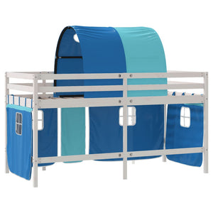 Letto a Soppalco con Tunnel Bambini Blu 80x200cm Massello Pino 3206986