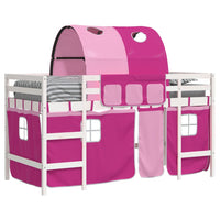 Letto a Soppalco con Tunnel Bambini Rosa 80x200cm Massello Pino 3206987