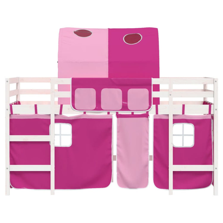 Letto a Soppalco con Tunnel Bambini Rosa 80x200cm Massello Pino 3206987