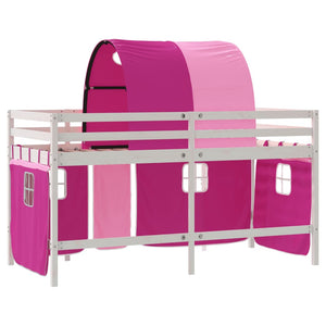 Letto a Soppalco con Tunnel Bambini Rosa 80x200cm Massello Pino 3206987