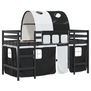 Letto a Soppalco con Tunnel Bambini Bianco e Nero 80x200cm Pinocod mxl 109168