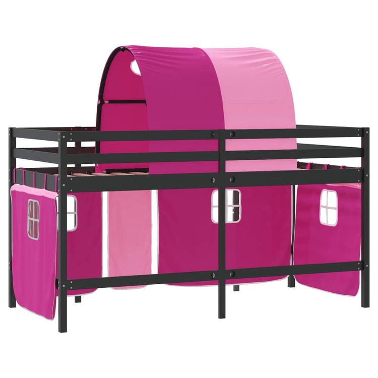 Letto a Soppalco con Tunnel Bambini Rosa 80x200cm Massello Pino 3206990