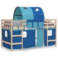 Letto a Soppalco con Tunnel Bambini Blu 90x200cm Massello Pino 3206992