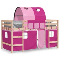 Letto a Soppalco con Tunnel Bambini Rosa 90x200cm Massello Pino 3206993