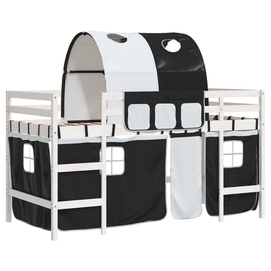 Letto a Soppalco con Tunnel Bambini Bianco e Nero 90x200cm Pinocod mxl 85629