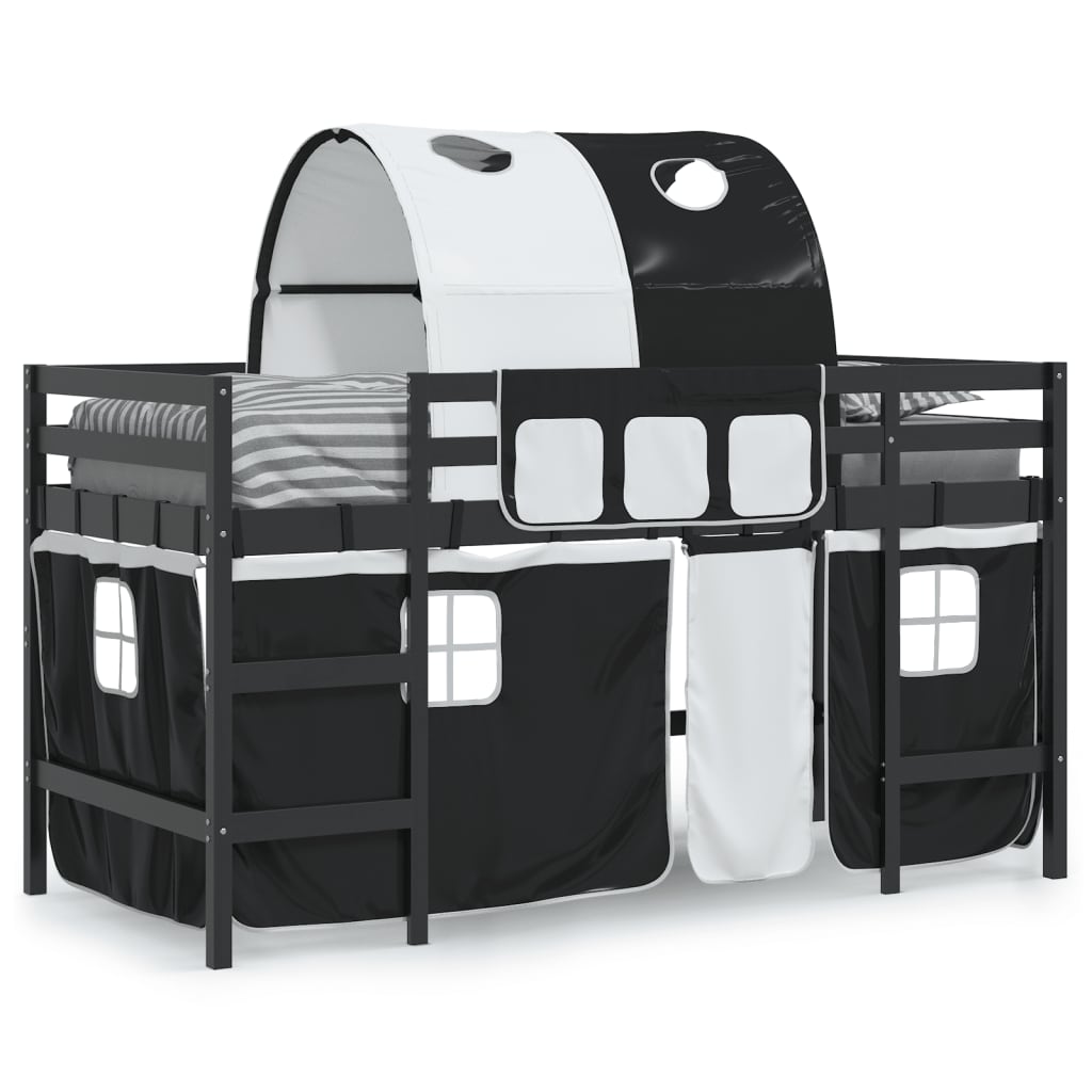 Letto a Soppalco con Tunnel Bambini Bianco e Nero 90x200cm Pinocod mxl 109170