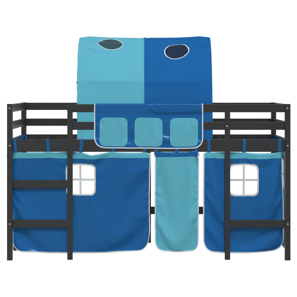 Letto a Soppalco con Tunnel Bambini Blu 90x200cm Massello Pino 3206998