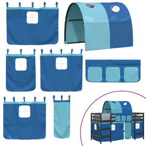 Letto a Soppalco con Tunnel Bambini Blu 90x200cm Massello Pino 3206998