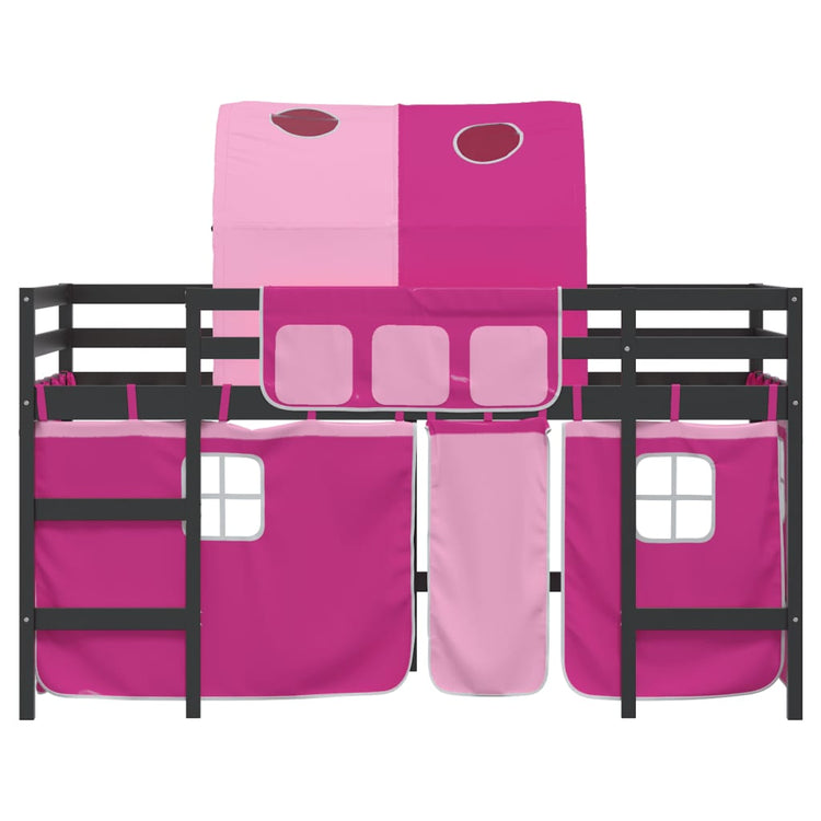 Letto a Soppalco con Tunnel Bambini Rosa 90x200cm Massello Pino 3206999