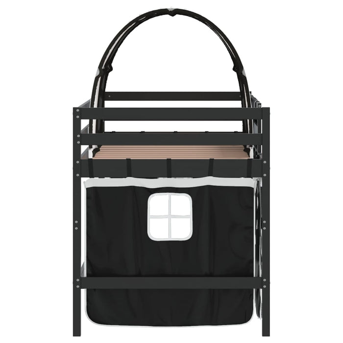 Letto a Soppalco con Tunnel Bambini Bianco e Nero 90x190cm Pino 3207006