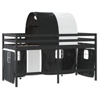 Letto a Soppalco con Tunnel Bambini Bianco e Nero 90x190cm Pino 3207006