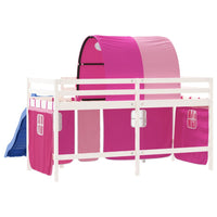 Letto a Soppalco con Tunnel Bambini Rosa 90x200cm Massello Pino 3207050