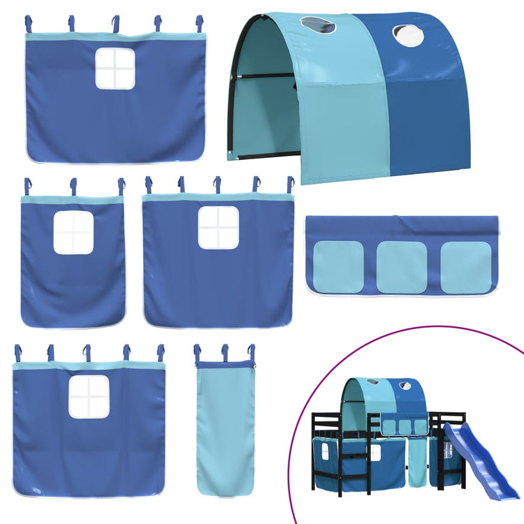 Letto a Soppalco con Tunnel Bambini Blu 90x200cm Massello Pino 3207052