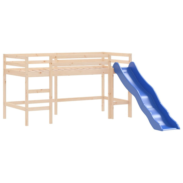 Letto a Soppalco con Torre Bambini Blu 90x200cm Massello Pino 3207073