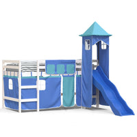 Letto a Soppalco con Torre Bambini Blu 90x200cm Massello Pinocod mxl 85316