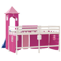 Letto a Soppalco con Torre Bambini Rosa 90x190cm Massello Pino 3207086