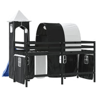 Letto a Soppalco con Torre Bambini Bianco e Nero 80x200cm Pino 3207096