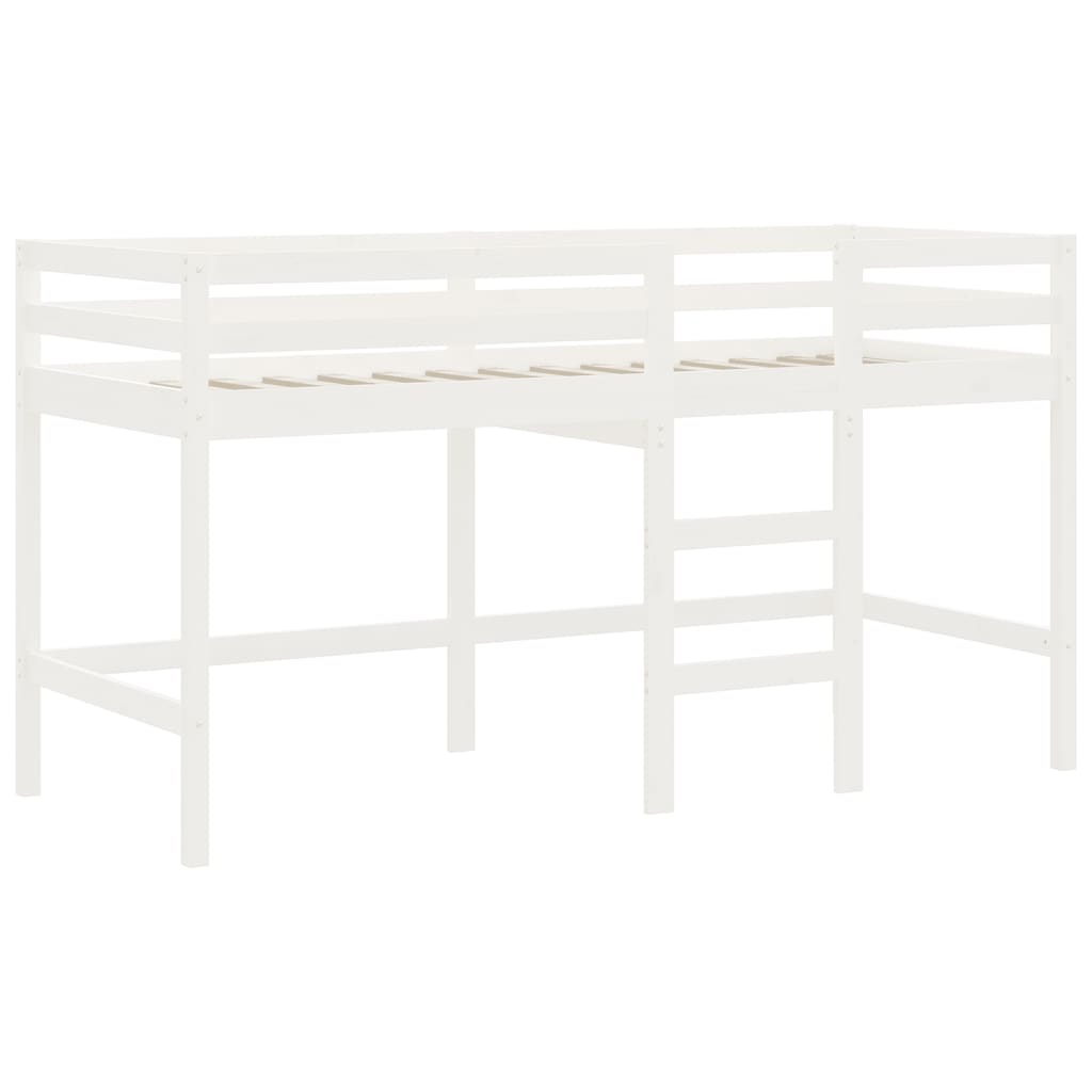 Letto Soppalco con Scala Bambini Bianco 90x190cm Massello Pino 835893