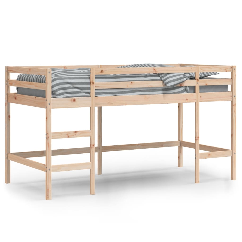 Letto Soppalco con Scala Bambini 80x200cm Massello Pino 835895