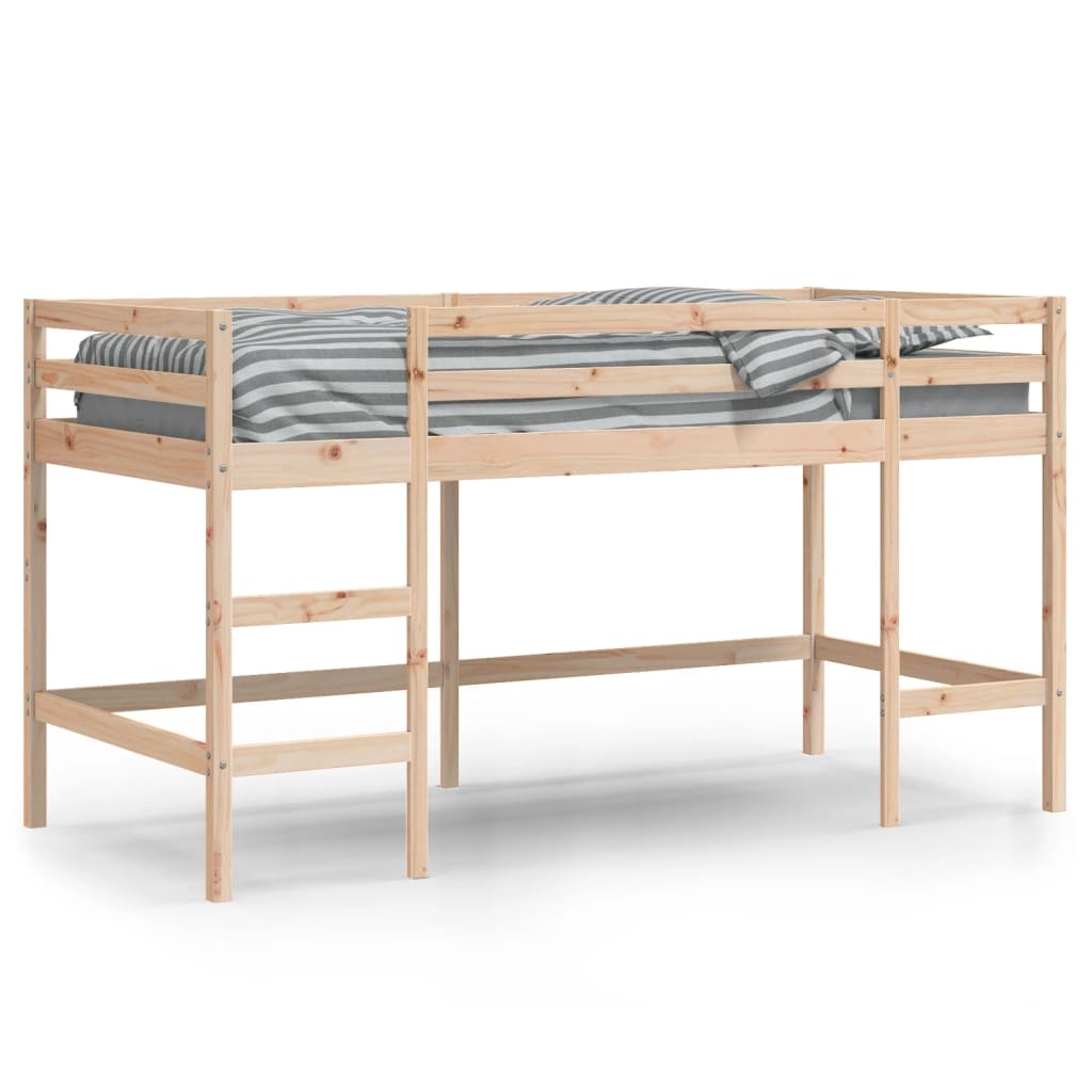 Letto Soppalco con Scala Bambini 90x200 cm Legno Massello Pino 835898