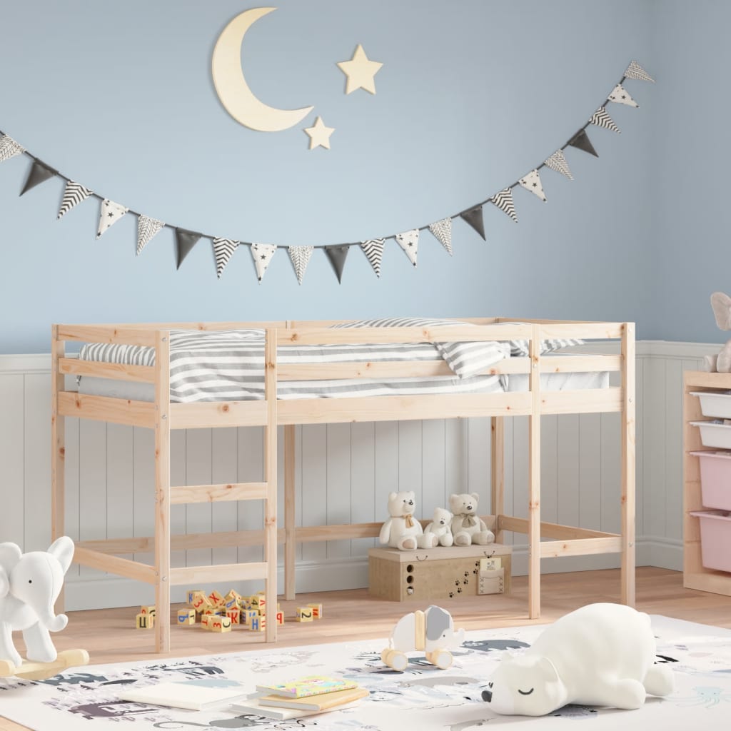 Letto Soppalco con Scala Bambini 90x200 cm Legno Massello Pino 835898