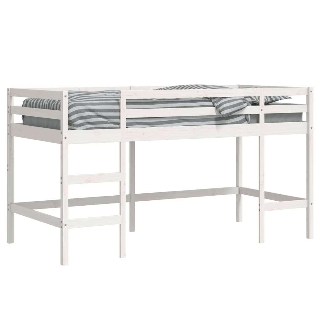 Letto Soppalco con Scala Bambini Bianco 90x190cm Massello Pino 835902