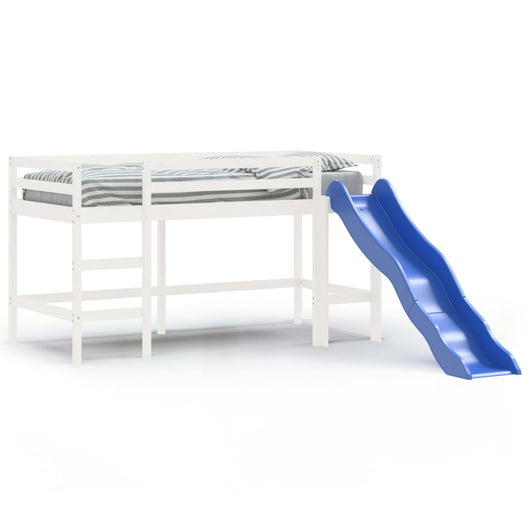 Letto Soppalco Scivolo Bambini Bianco 80x200 cm Massello Pino 835905