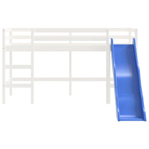 Letto Soppalco Scivolo Bambini Bianco 80x200 cm Massello Pino 835905