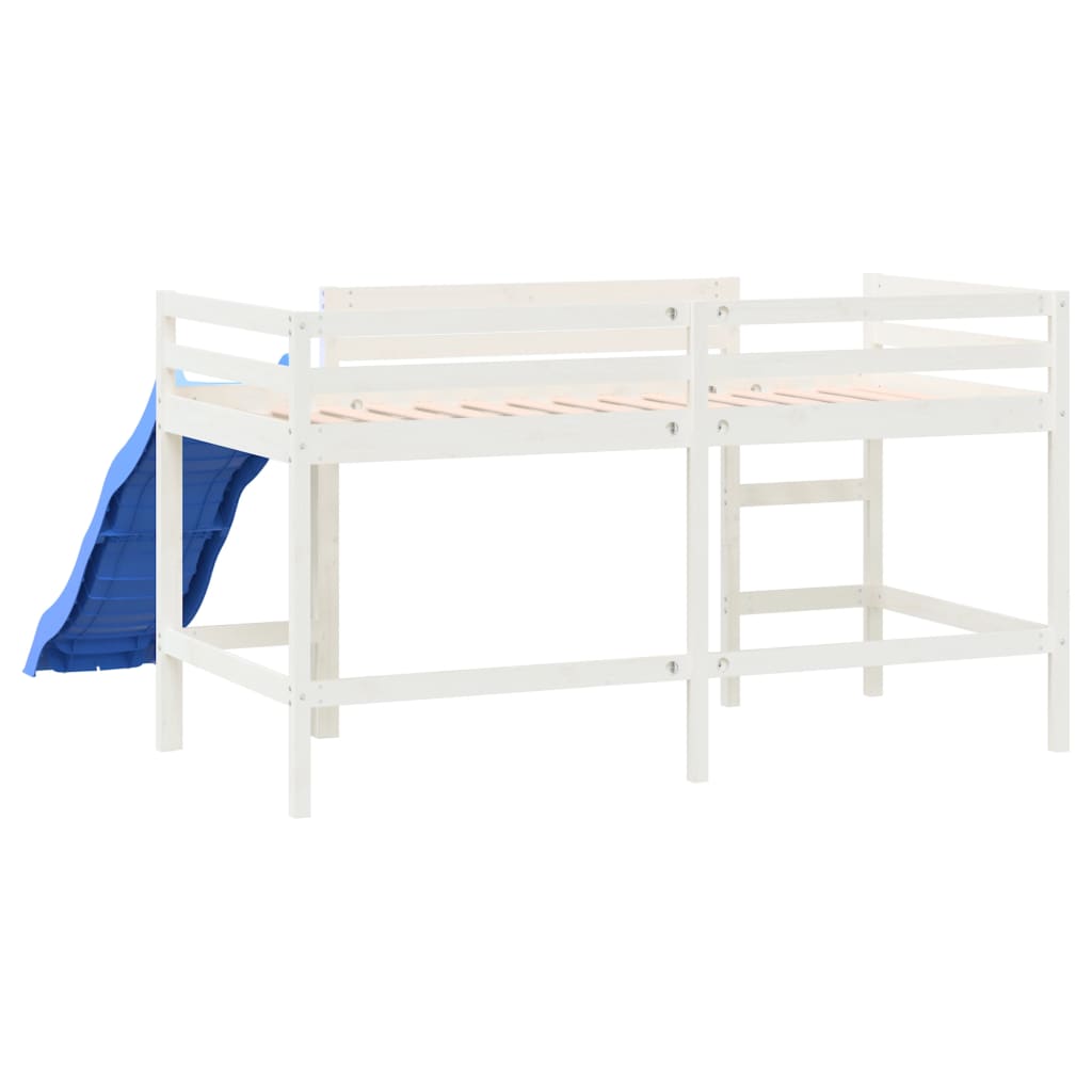 Letto Soppalco Scivolo Bambini Bianco 80x200 cm Massello Pino 835905