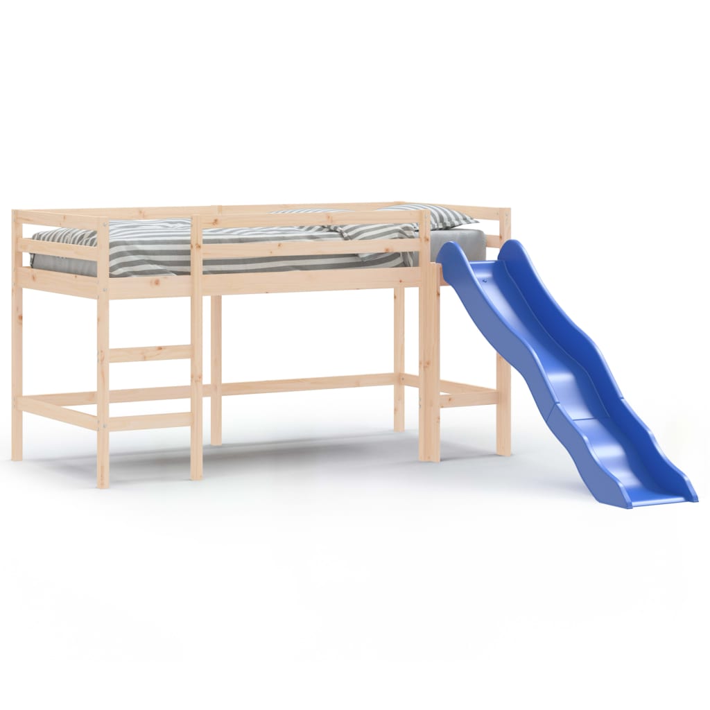 Letto Soppalco con Scivolo Bambini 90x200cm Legno Massello Pinocod mxl 132557