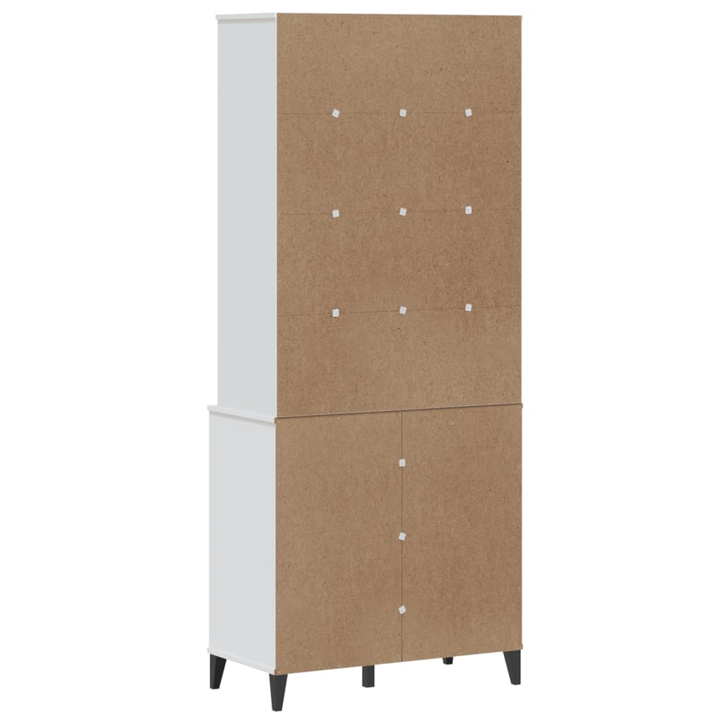 Credenza VIKEN Bianca 80x40x190 cm in Legno Massello di Pino 3207144