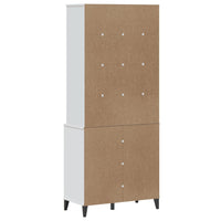 Credenza VIKEN Bianca 80x40x190 cm in Legno Massello di Pino 3207144