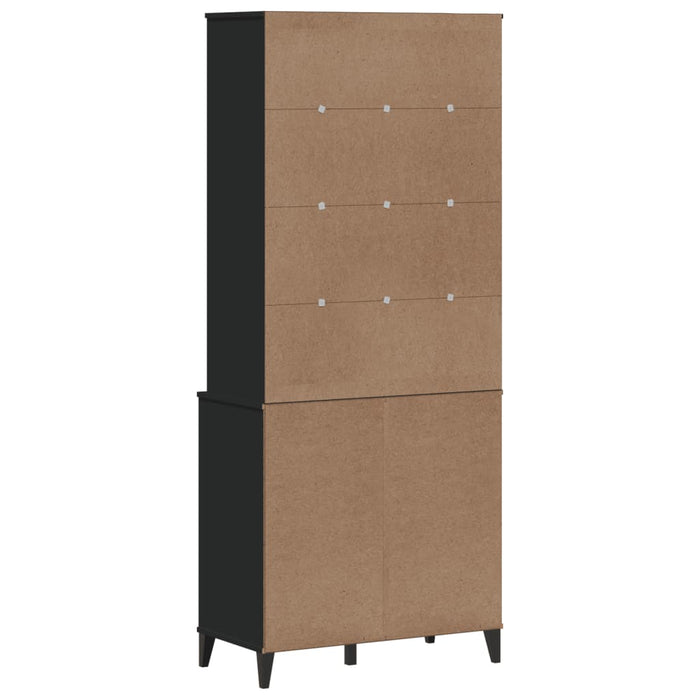 Credenza VIKEN Nera 80x40x190 cm in Legno Massello di Pino 3207151